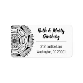 Etiqueta Hola Mandala Line Art Moderno Negro y blanco grand