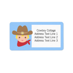 Etiqueta Hola, Vaquero Bonito para niños