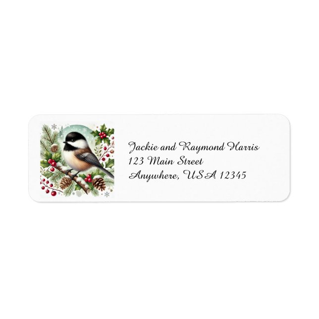 Etiqueta Holiday Chickadee (Frente)