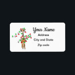 Etiqueta Holiday giraffe, red green Christmas lights<br><div class="desc">Holiday spirit Baby Giraffes with Red and green Christmas lights - illustration by H Cooper</div>