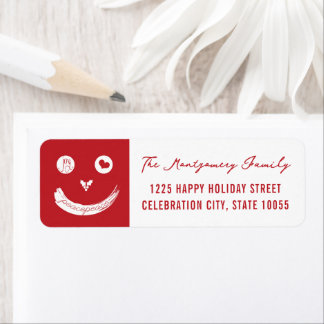 Etiqueta Holiday Peace Love Joy Smioy Face Return Address