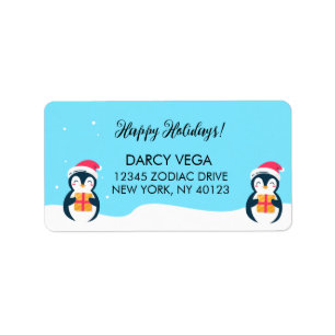 Etiqueta Holiday Penguin Address Labels