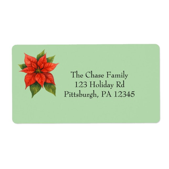 Etiqueta Holiday Poinsettia shipping (Frente)