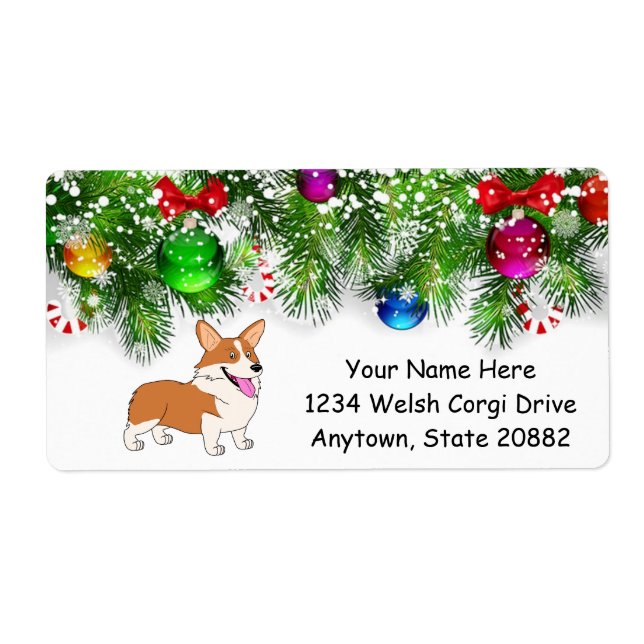 Etiqueta Holiday Smish Welsh Corgi (Frente)