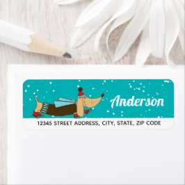 Etiqueta Holiday Winter Dachshund Return Address Label