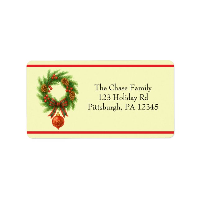 Etiqueta Holiday Wreath shipping (Frente)