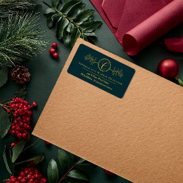 Etiqueta Holly | Berries Faux Gold Monogram Return Address