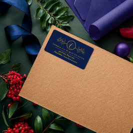Etiqueta Holly | Berries Faux Gold Monogram Return Address