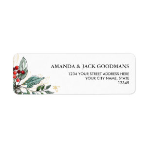 Etiqueta Holly Berries Navidades Boda Floral