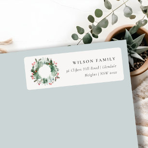 Etiqueta Holly Berries Pine Navidades de nieve Discurso de 