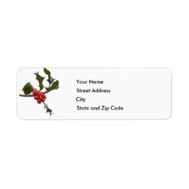 Etiqueta Holly Berries Return Address Label