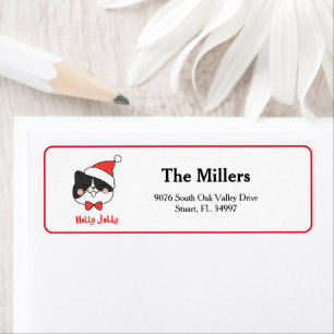 Etiqueta Holly Jolly Cute Navidades Santa Cat Dirección