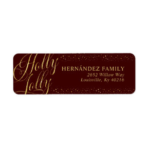 Etiqueta Holly Jolly Modern Red Gold Navidades se dirigen a
