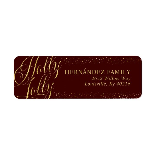 Etiqueta Holly Jolly Modern Red Gold Navidades se dirigen a (Frente)