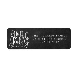 Etiqueta Holly Jolly Navidades Chalkboard Return Address