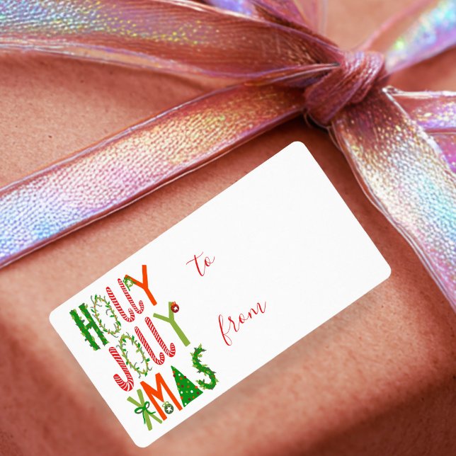 Etiqueta HOLLY JOLLY XMAS Dulces Navidades de vacaciones (HOLLY JOLLY XMAS Sweet Holiday Christmas TO FROM Gift Label Sticker
)