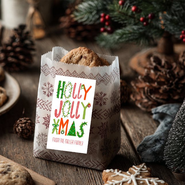 Etiqueta HOLLY JOLLY XMAS PERSONALIZADO Navidades de vacaci (HOLLY JOLLY XMAS Holiday Christmas CUSTOM Label
)