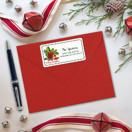Etiqueta Holly Leaves y Berries regala Feliz Navidad