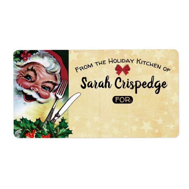 Etiqueta Holly utensils Navidades alimento vacaciones etiqu (Frente)