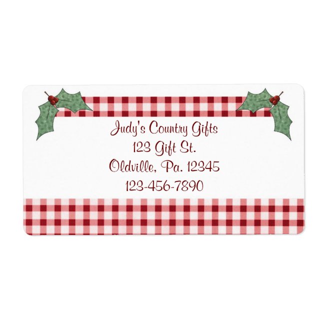 Etiqueta Holly y Gingham Label (Frente)