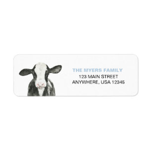 Etiqueta Holy Cow I'm One blue return address Label