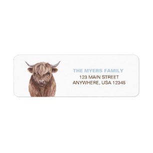 Etiqueta Holy Cow I'm One blue return address Label