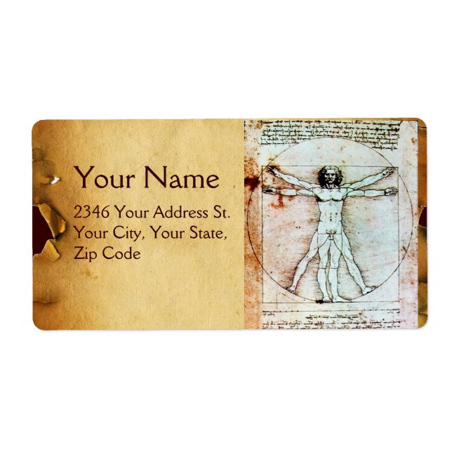 Etiqueta HOMBRE VITRUVIANO , Parque Antiguo Marrón (Frente)