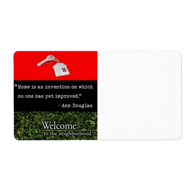 Etiqueta Home Is  Red Black Green Address Label (Frente)
