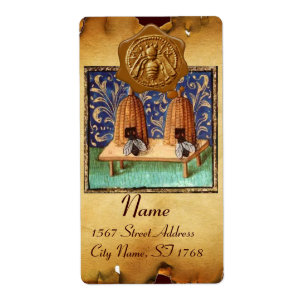 Etiqueta HONEY BEE, ASIENTO DE CERVEZA DE BEEKEEPER, pergam