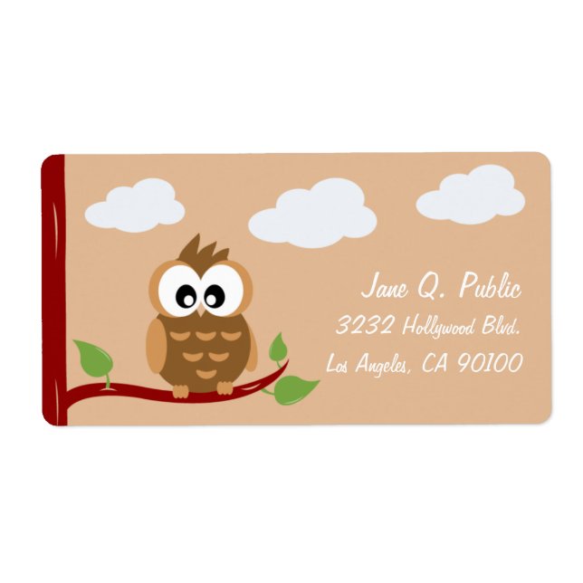 Etiqueta Hoot de búho lindo WooHoo (Frente)