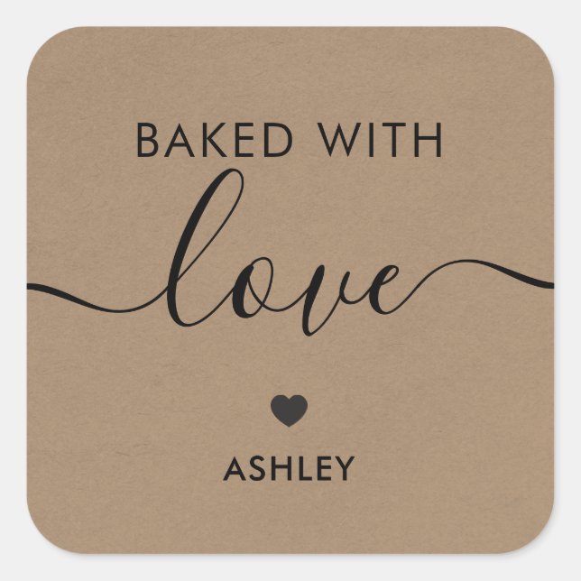 Etiqueta Horneado Con Amor, Pegatina Casera, Kraft (Anverso)