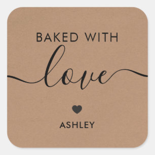 Etiqueta Horneado Con Amor, Pegatina Casera, Kraft