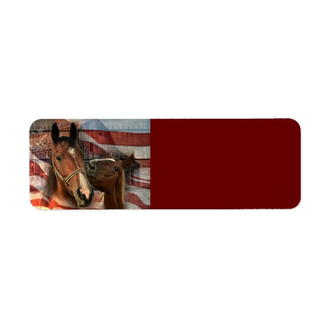 Etiqueta Horse Rustic Barn American Flag (Frente)