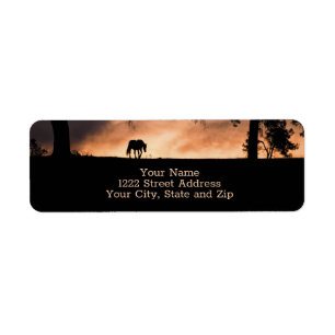 Etiqueta Horse Sunrise Hermoso Personalizado de Silhouette 