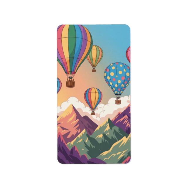 Etiqueta Hot air balloons over mountains Puzzle (Frente)