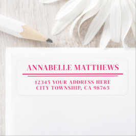 Etiqueta Hot Pink Minimalist Return Address