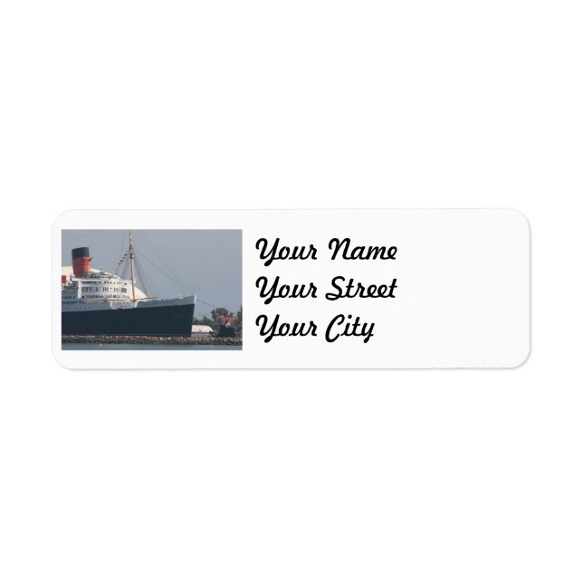 Etiqueta Hotel y museo RMS Queen Mary en Long Beach (Frente)