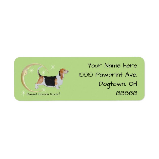Etiqueta Hound Basset, Moon and Stars (Frente)