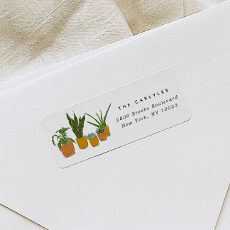 Etiqueta House Plants Have Moved Illustrated Return Address