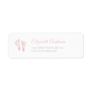 Etiqueta Huellas nítidas de Baby Shower de Chica simple