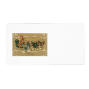 Etiqueta Huevo de Pascua Rooster Hen Laying
