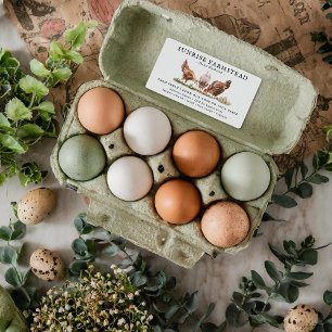 Etiqueta Huevos Frescos de Granja Cartón de Huevos con Mo