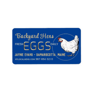 Etiqueta Huevos frescos de oro Grabado en relieve Hen blanc