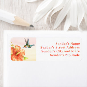 Etiqueta Hummingbird y Hibiscus Flower