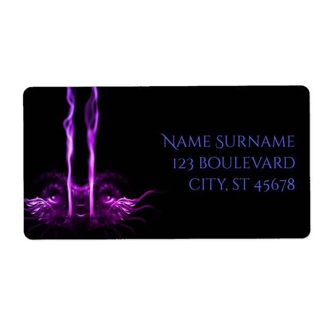 Etiqueta Humo de dragón negro y morado (Frente)
