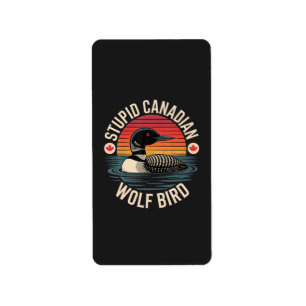 Etiqueta Humor estúpido de lobo pájaro canadiense somorgujo