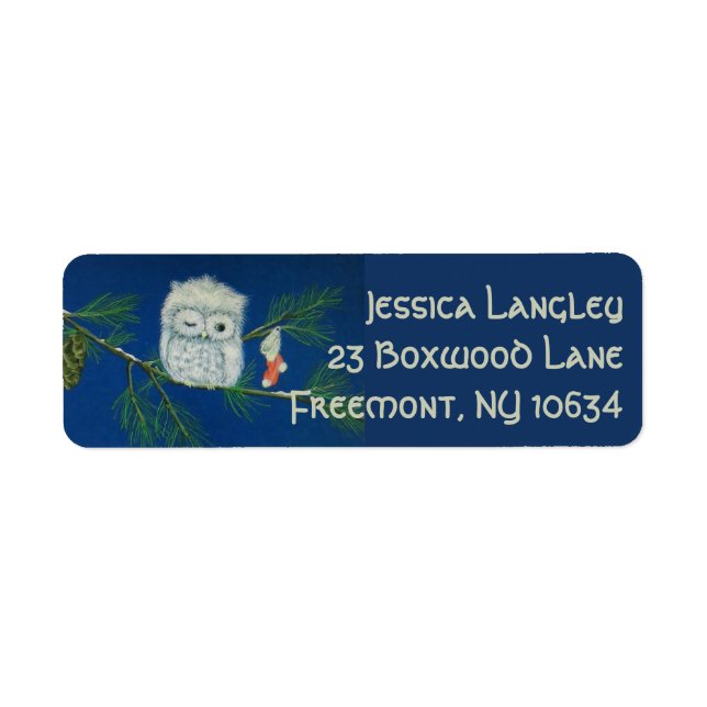 Etiqueta Humorous owl Christmas stocking address label (Frente)