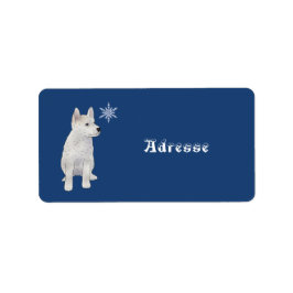 Etiqueta Hund mit Schneeflocke