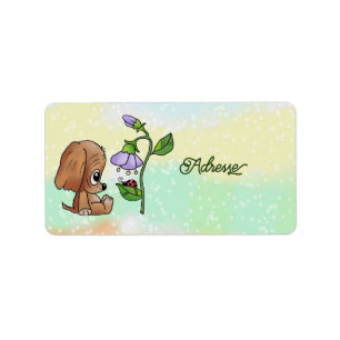 Etiqueta Hund und Blume