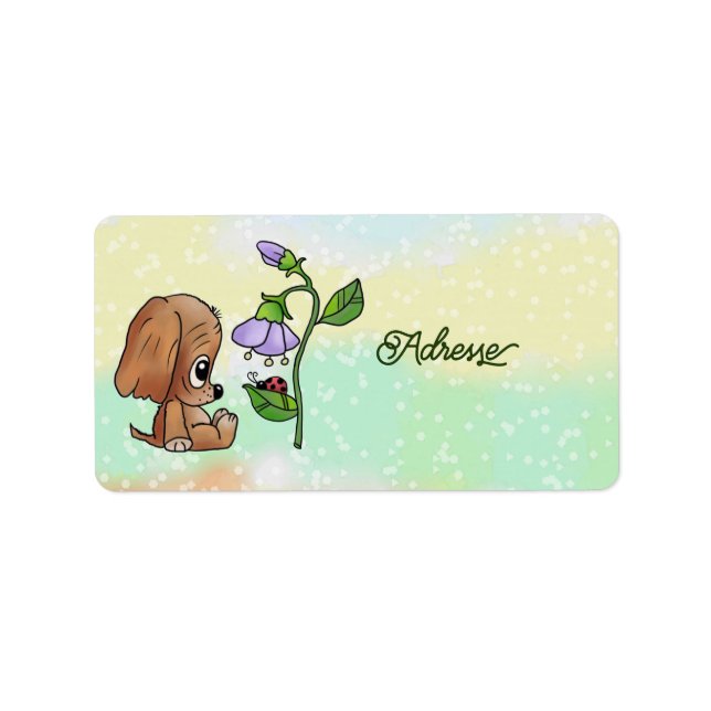 Etiqueta Hund und Blume (Frente)